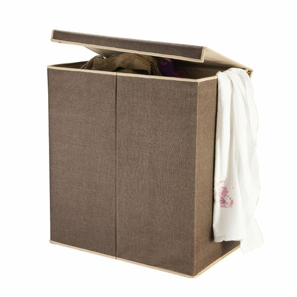 Pertrechos 7250 Double Laundry Hamper Two Compartment Sorter with Magnetic Lid, Brown PE3235005
